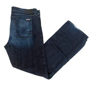 Hudson Clifton Relaxed Bootcut Jeans Mens Size 38 Dark Wash Distressed